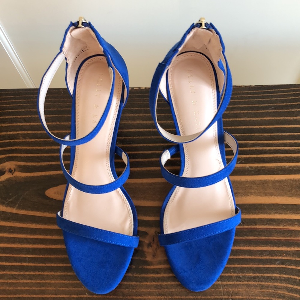 New Kelly & Katie Strappy Courtnee Sandal 4” Heel Bright Blue Size 9.5 - Picture 2 of 4